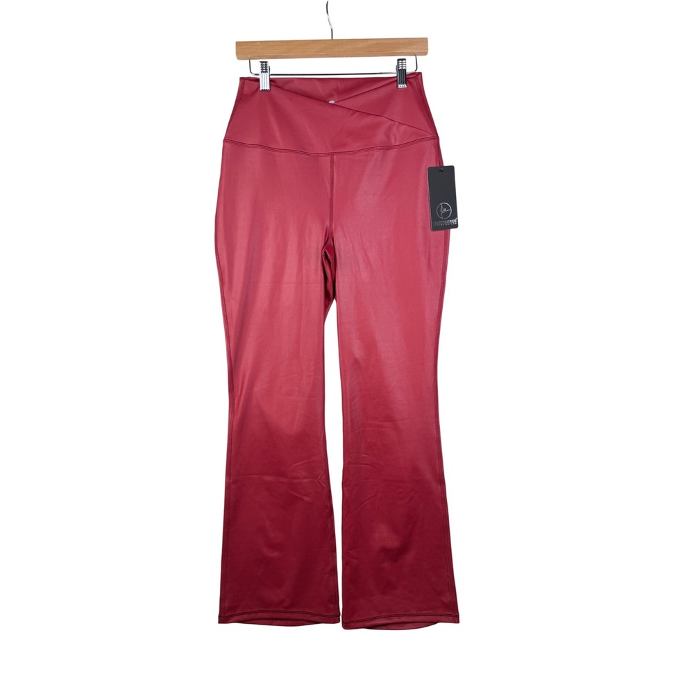 New 90 Degree by Reflex Faux Leather Flared Yoga‎ Pants size XL Rhubarb Red